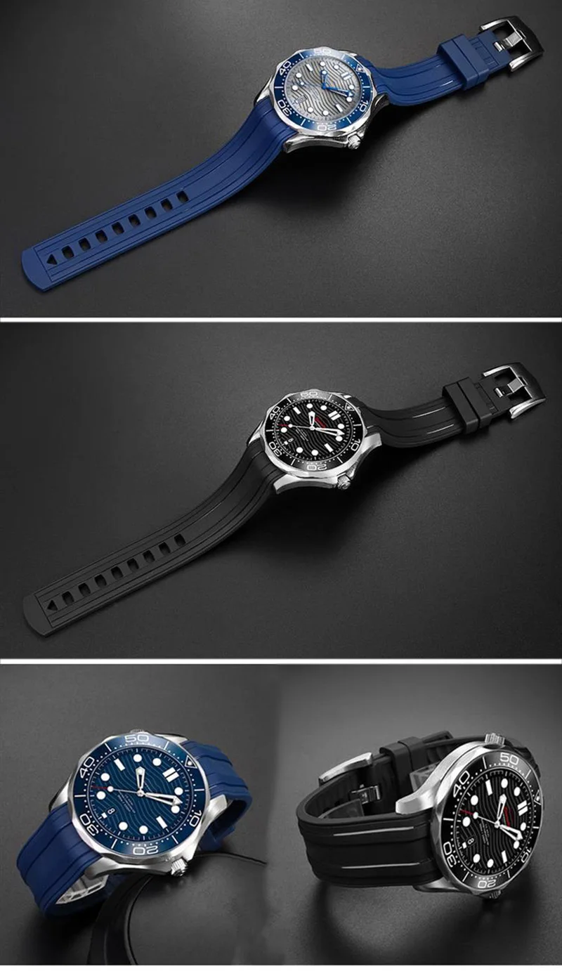 Ремешок мужской из нержавеющей стали силиконовый спортивный браслет для часов