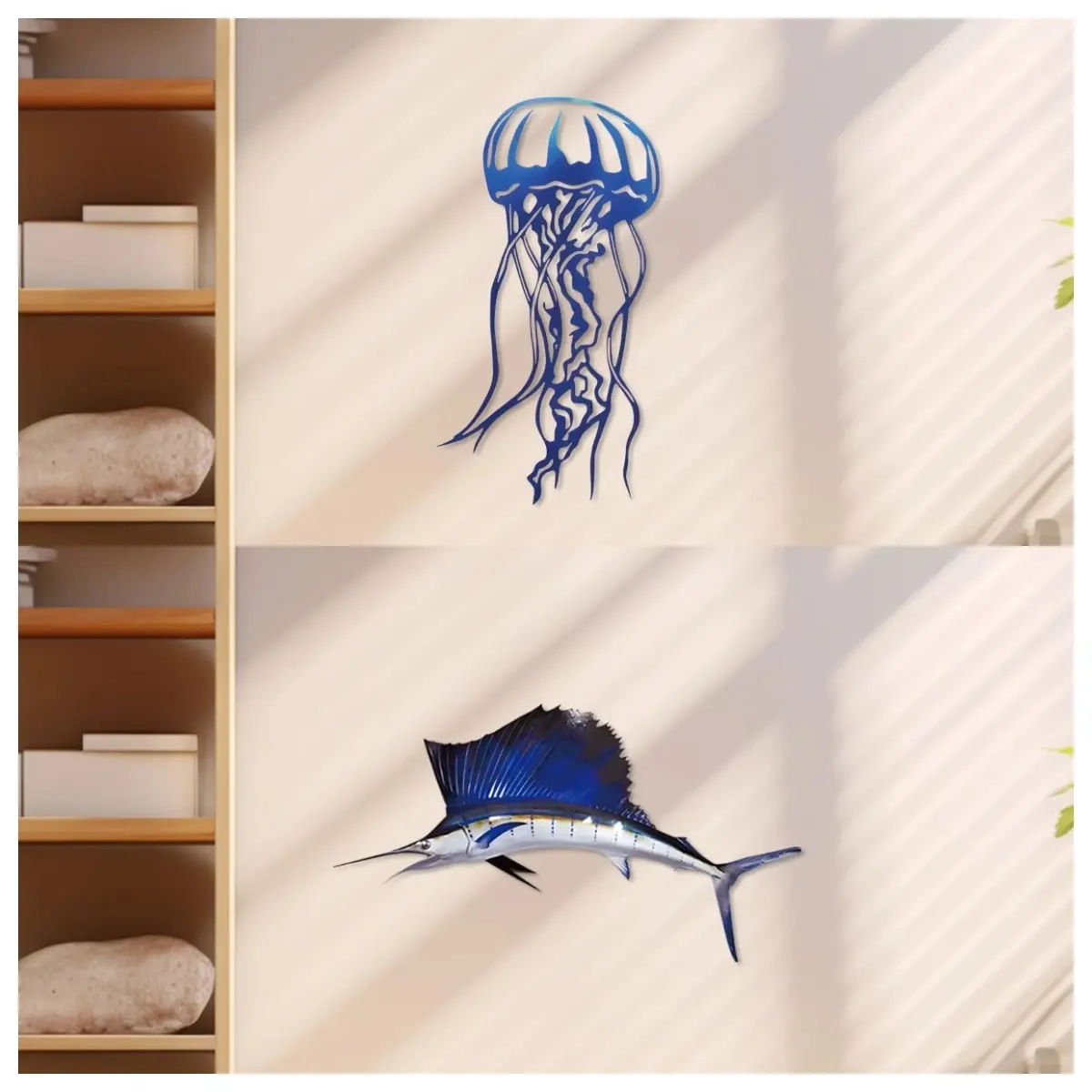 Металлические Медузы/бумажные Фонарики Силуэт Настенный Декор Современный