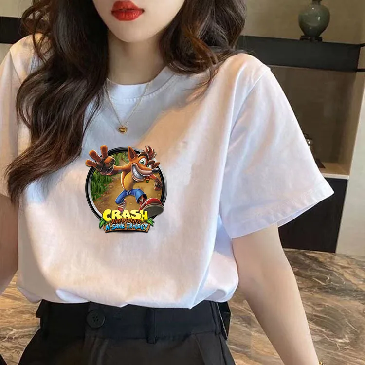 

Game Crash Bandicoot 100% Cotton Short Sleeve T-Shirt Women Harajuku Casual T Shirts Summer Ladies Girls Clothes Tops 8 Colors
