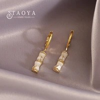2022 new design opals stone bamboo shaped pendant gold color earrings luxury womens accessories for korean fashion jewelry party