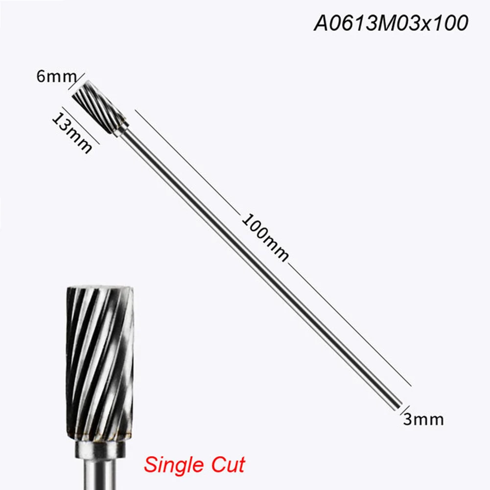 

1/5PC Rotary Files Burr Tungsten Carbide Engraving Cutter Double Single Cut 6x10x150mm For Grinding Soft Metals Metal Derusting