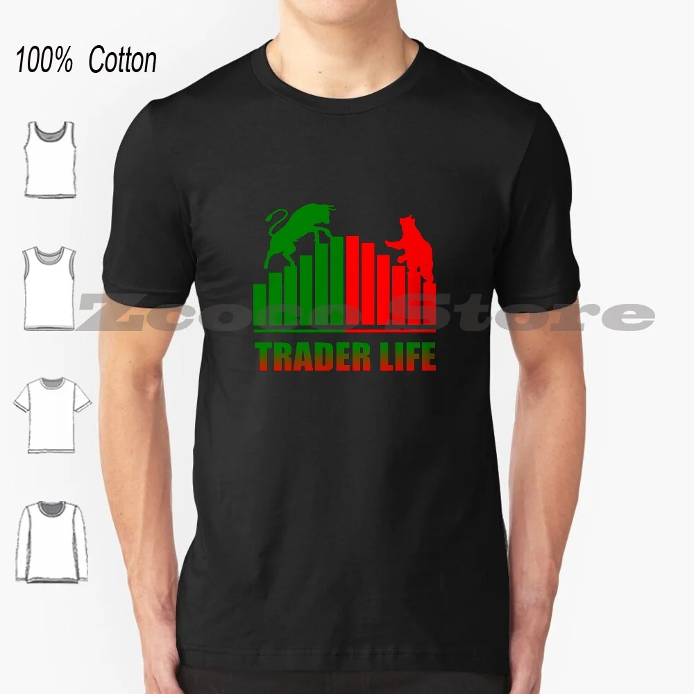 Market Day Trader Investor T-Shirt 100% Cotton Men Women Personalized Pattern Crypto Funny Trendy Cool Trading