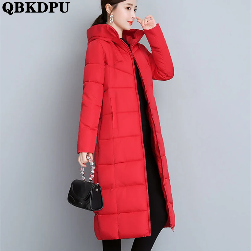 Mid-length Cotton Padded Basic Solid Slim Coat Winter Women Warm Thick Outwear Oversized 5XL Overcoat Snow Wear Jacket Sobretudo