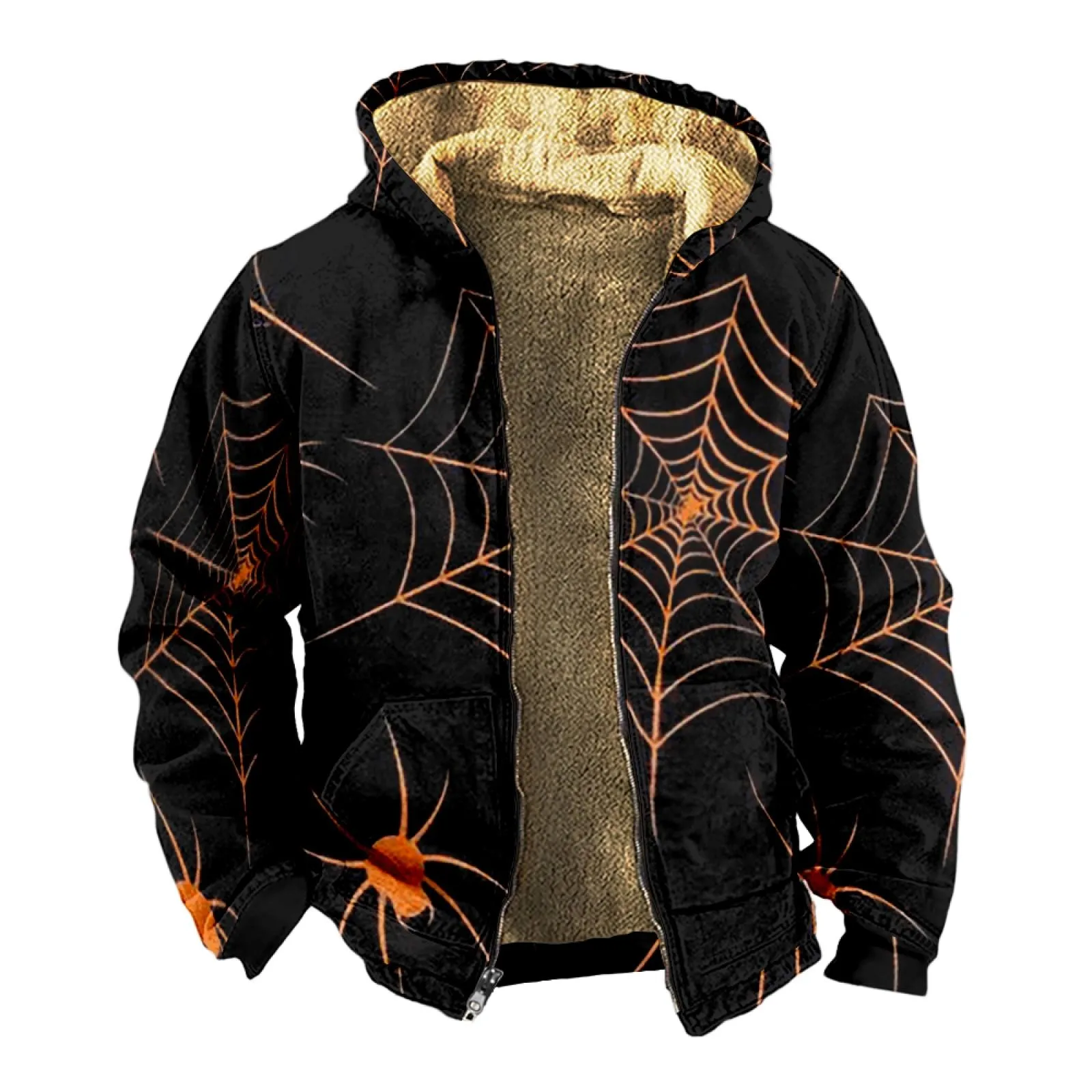 

Men Jacket Personalized Casual Halloween Printing Long Sleeve Zipper Sweater Coat Thick Cotton Warm High Quality Jacket 봄버재킷