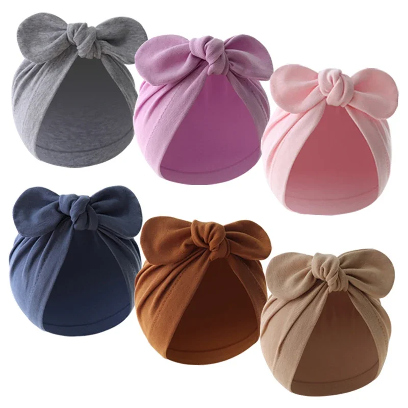 Хлопковая шапочка для новорожденных Solid Color