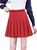 red women skirts elastic high waist woman pleated skirt harajuku casual female short skirt fashion a line lady dance mini skirts