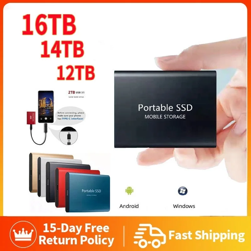 

500GB SSD Mobile Solid State Drive 1TB 4TB 8TB Storage Device Hard Drive Computer Portable USB3.1 Mobile Hard Drives Solid State