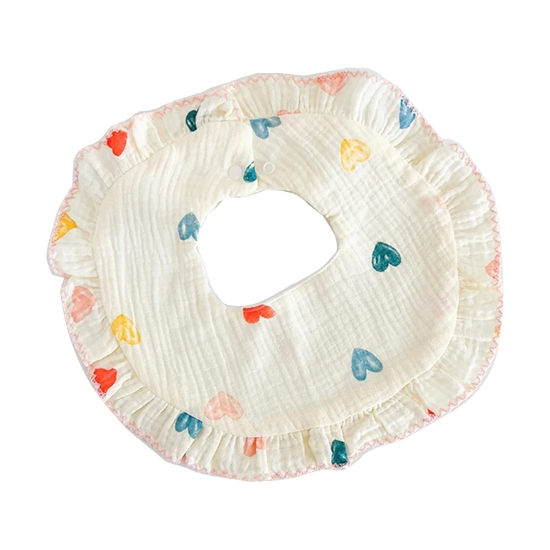 

N80C Baby Drool Bib 360 Degree Round Bib Ruffle Eating Bib Teething Towel Burp Cloth