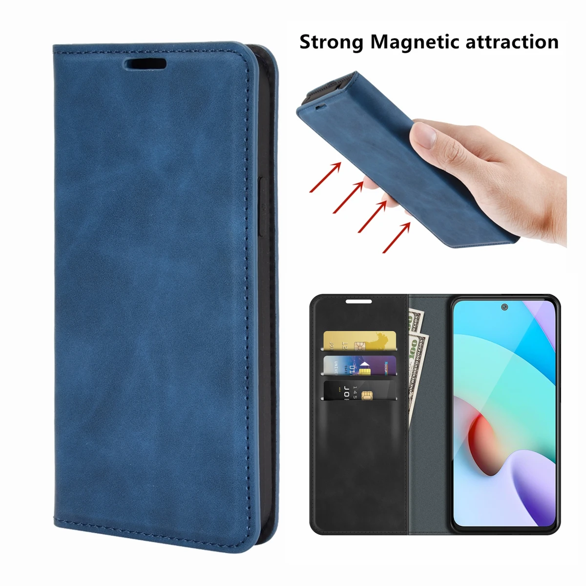 

Магнитный кожаный чехол для Xiaomi Redmi 10 Redmi10 Prime, ретро-чехол, кошелек, деловые чехлы для телефонов, откидной Чехол