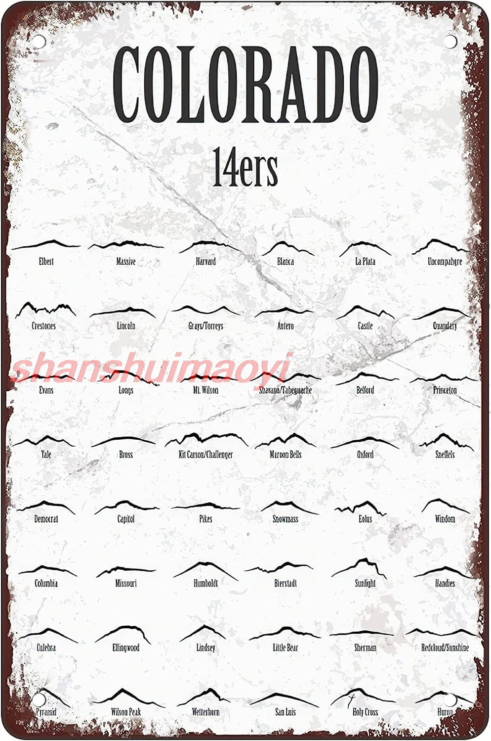 Колорадо 14er список металлическая жестяная вывеска Настенный декор забавное