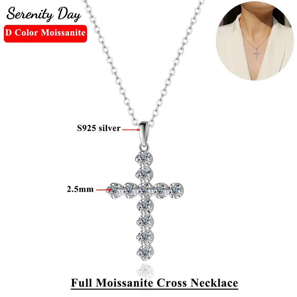 Serenity 2 5 мм D цвет настоящее муассанитовый крест ожерелье женское стерлинговое