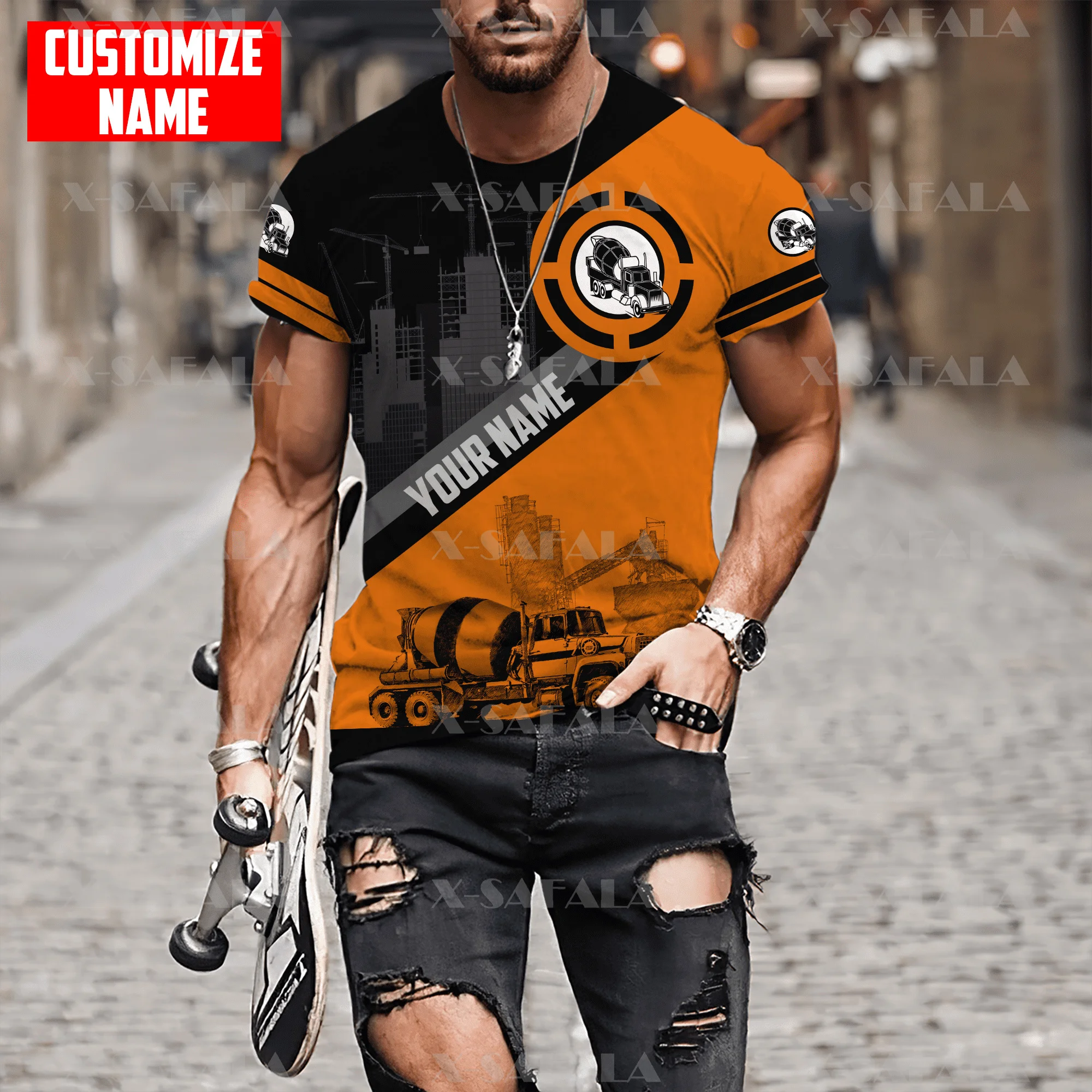 Футболка Мужская/женская с круглым вырезом Рабочая форма 3D принтом из молочного