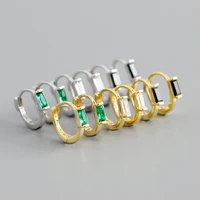 eh1262 temperament small square zircon multicolor s925 silver earrings circle earrings