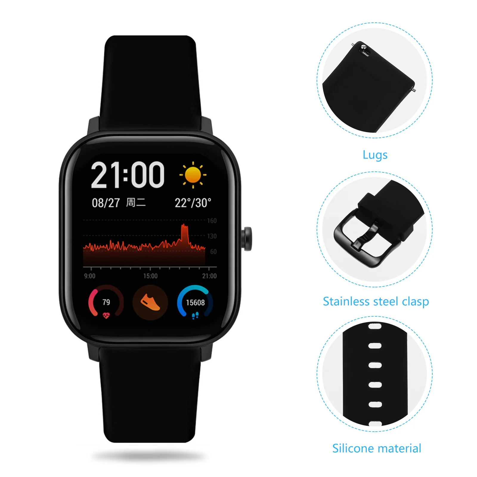 Ремешок для часов совместимый с Huami Bip Amazfit Amazfitlite силиконовый ремешок