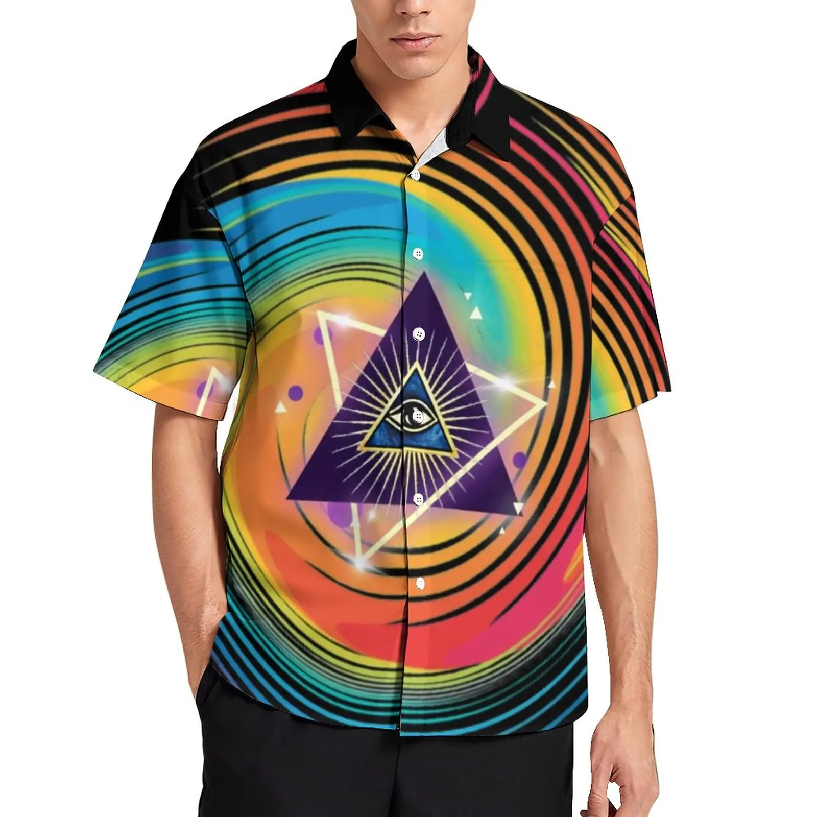 

Triangle Eyes Casual Shirt All Seeing Eye In Endless Dimensions Beach Loose Shirt Hawaiian Fashion Blouses Graphic Oversize Tops