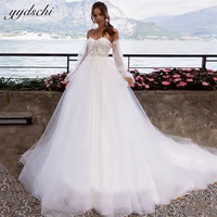 boho beach wedding dresses sweetheart off shoulder lace appliques a line princess bridal gowns with detachable long sleeves 2022