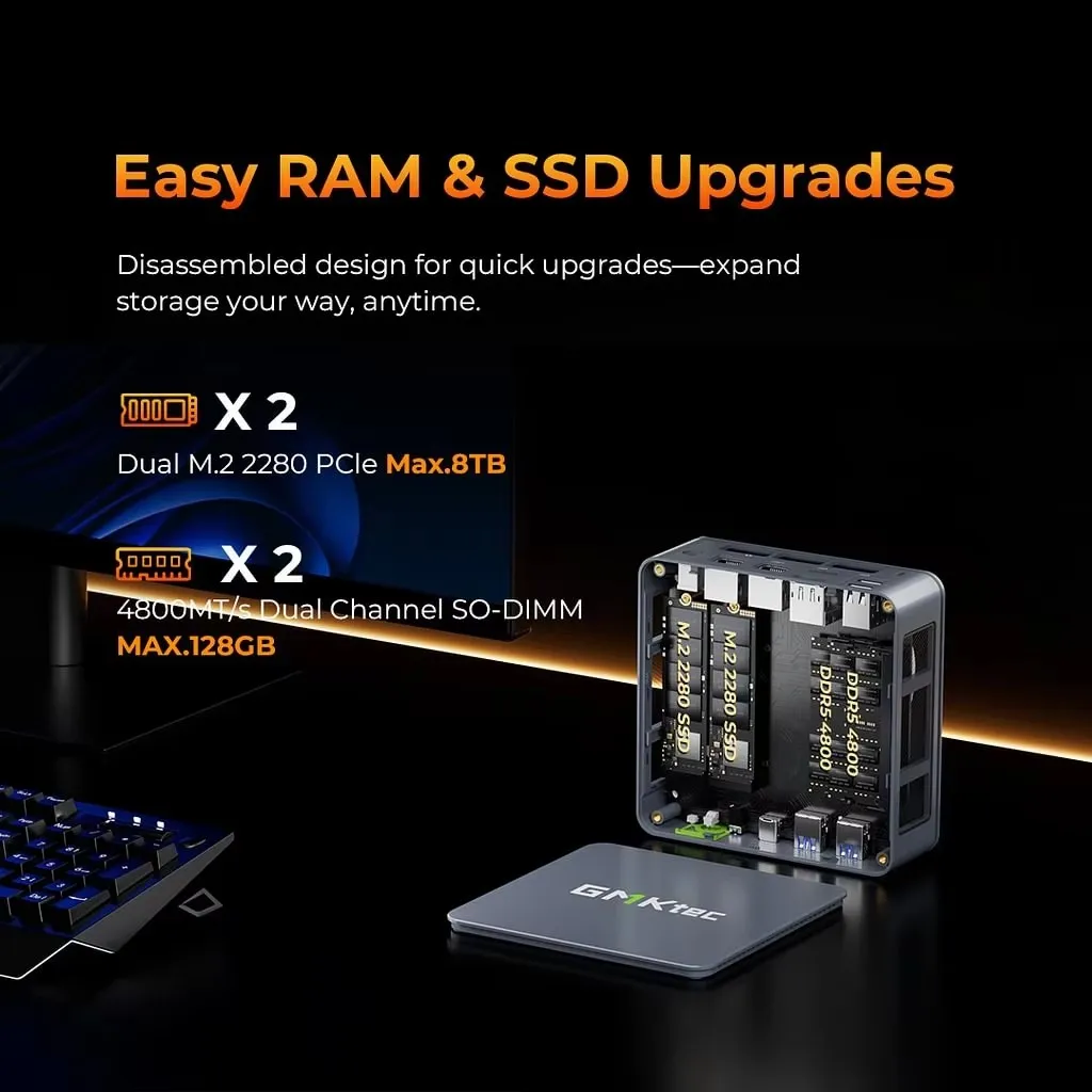 Фото Игровой мини-ПК GMKtec K6 M6 Ultra на базе AMD Ryzen 7 7840HS/5 7640HS/6600H, USB4, 2*DDR5, 2*2.5G, NUC, настольный компьютер, Windows 11, WiFi6E №2