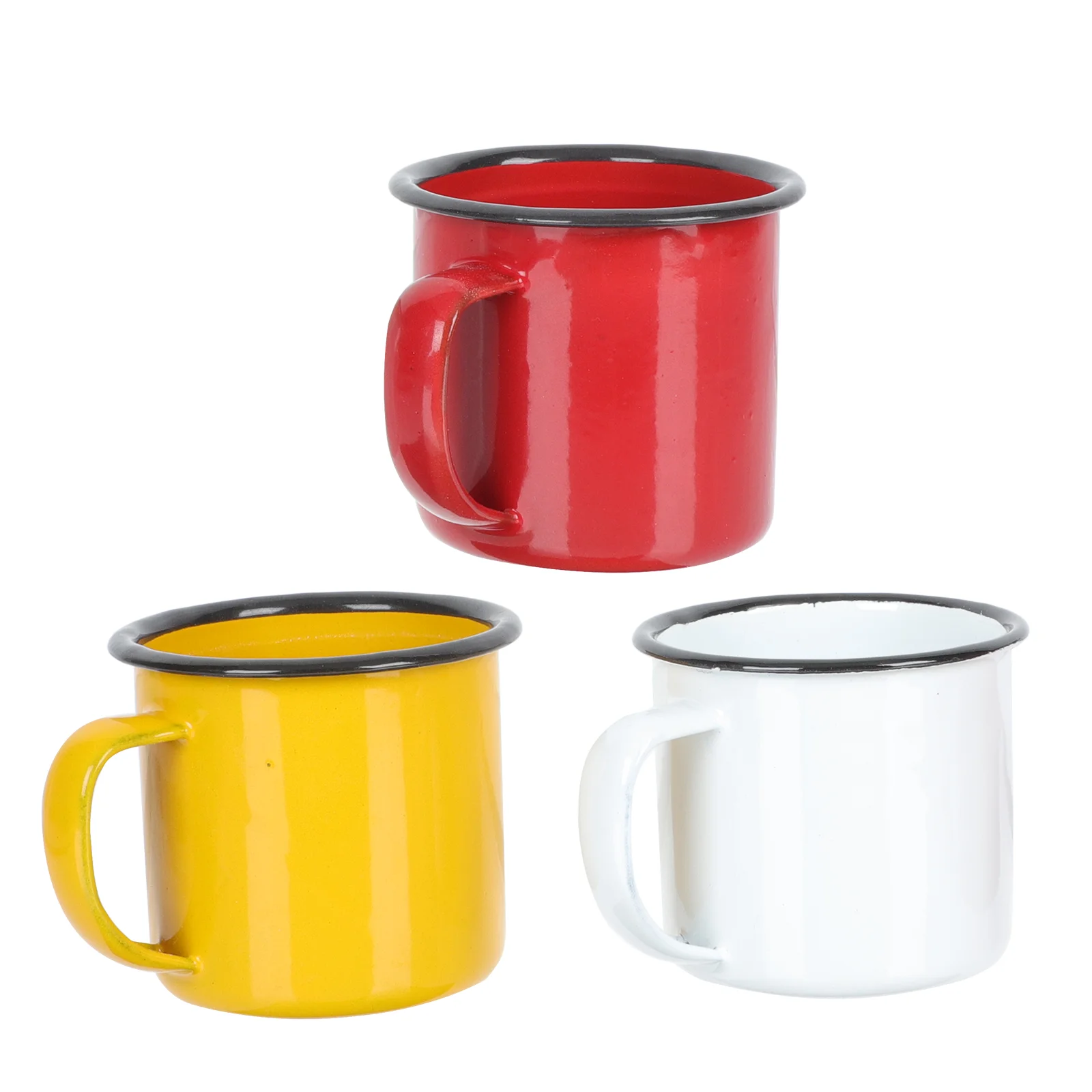 

3 Pcs Vintage Water Glasses Colored Enamel Mug Cups Camping Coffee Juice Child