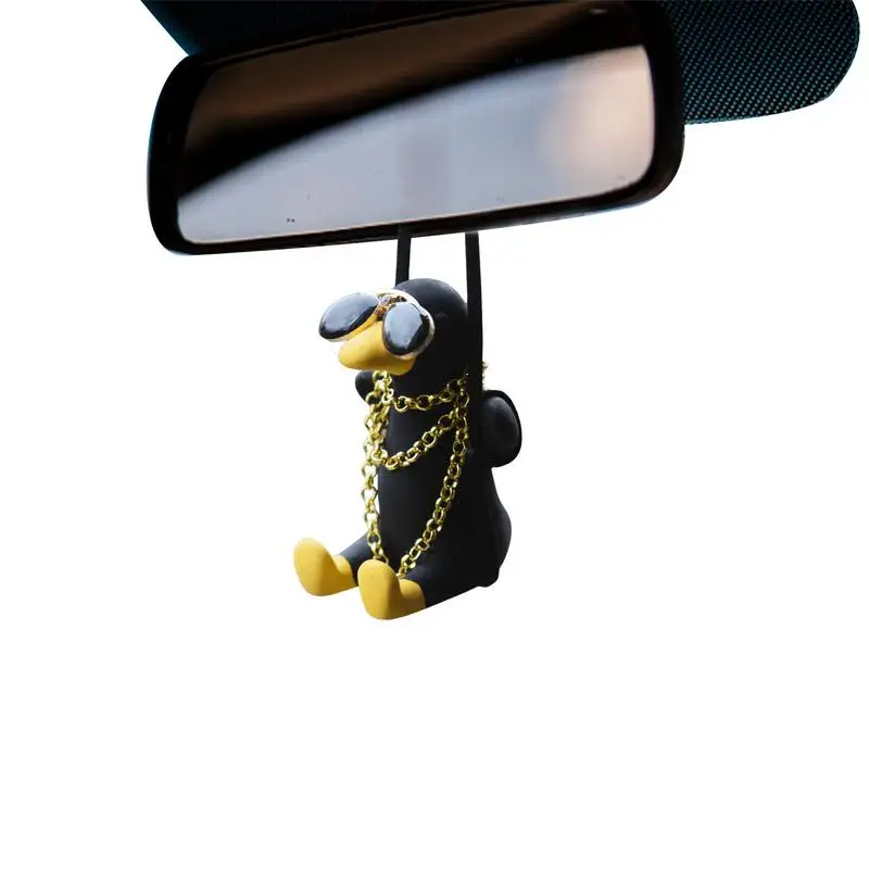 

Swing Duck Car Pendant Cute Swinging Duck Car Ornaments Cool Sunglasses Duck Pendant For Car Rear View Mirror Black Swing