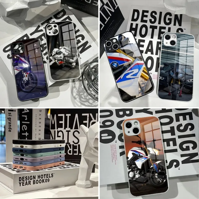 

Мотоциклетный чехол-слинг для телефона BMW 2023 для IPhone 14Pro 13 11 12 XR XS MAX 7/8 X Plus 13 черно-белые стеклянные Чехлы для пар