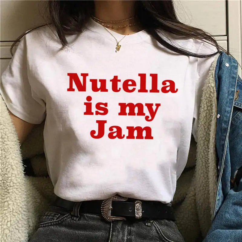 Женская футболка с принтом Nutella Girl модная в стиле Харадзюку симпатичная