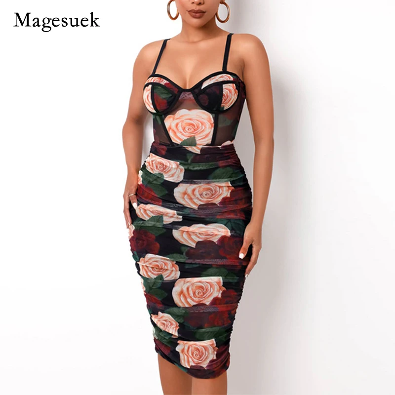 

Women's Sexy Party Dress Spring Summer 2022 New Fashion Sling Dress Printed Square Collar Long Sleeve Dress Vestidos 20764