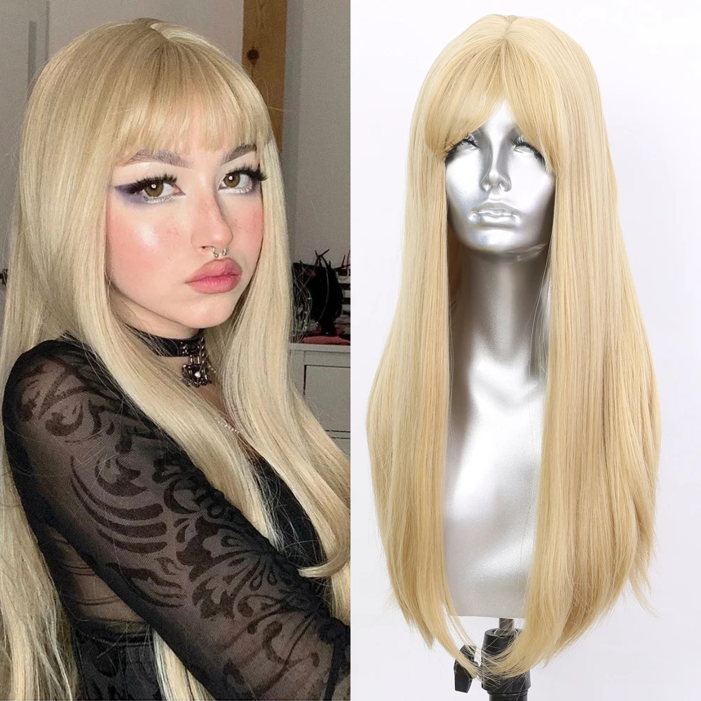 

Sivir синтетические парики золотого цвета для женщин длинные прямые с челкой волосы косплей/ежедневные термостойкие волокна полностью механ...