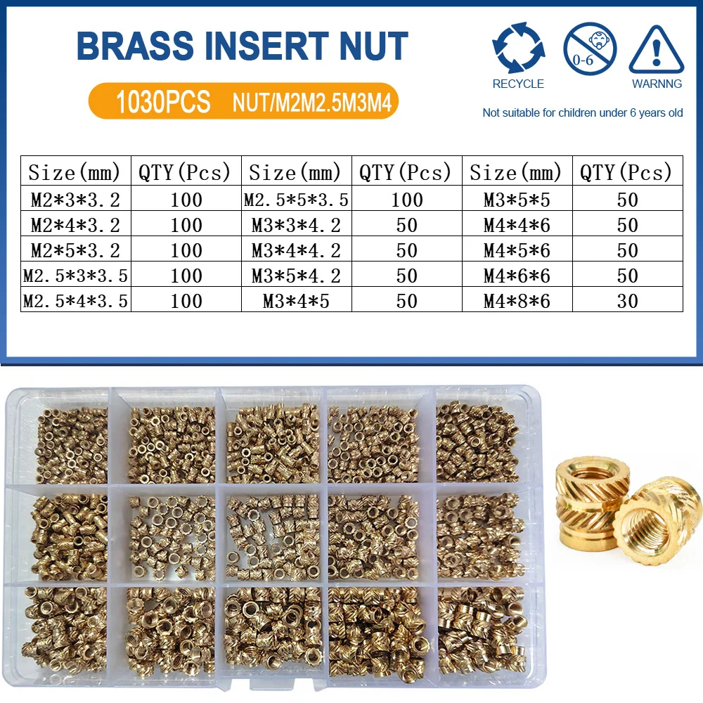 

Набор гаек из латуни M2 M2.5 M3 M4 M5 M6 M8