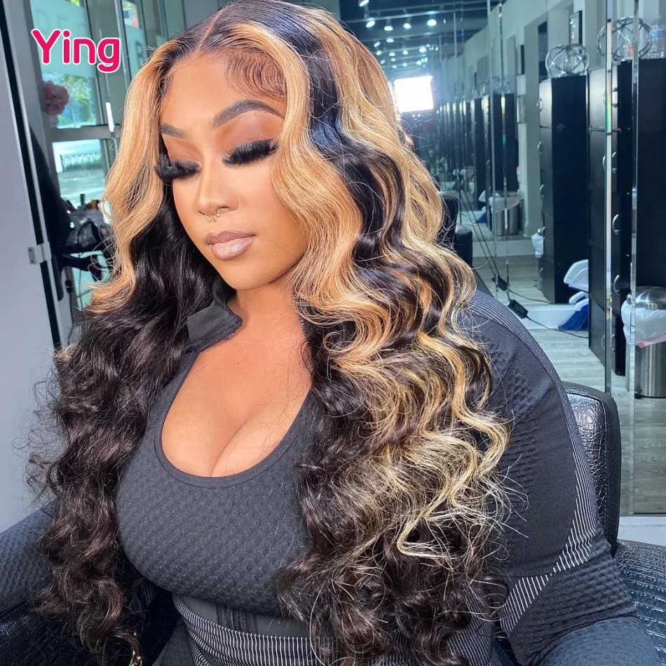 Transparent Highlight Honey Blonde Colored Wig 13X6 Lace Front Human Hair Wig For Black Women Body Wave Frontal Wigs  30 Inch