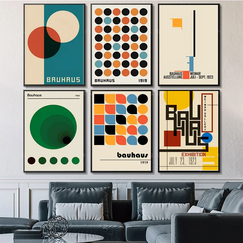 

Bauhaus Modern Abstract Geometric Poster Self-adhesive Art Poster Whitepaper Prints Posters Artwork Aesthetic Art Wall Painting