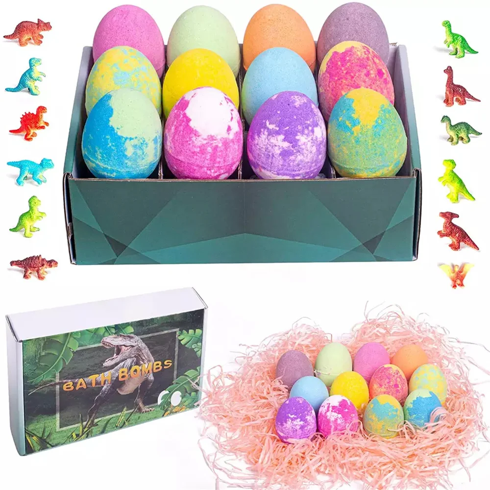 

100% Natural Ingredients Funny Egg Shape Bath Vegan Bubble Fizz with Surprise Inside Dinosaur Toys Birthday Gift For Boys