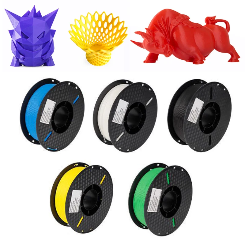 High Toughness 3D Printer Filament Roll 1.75mm 1kg PLA Plastic Printing Materials White Black Yellow Blue Green Color loading=lazy