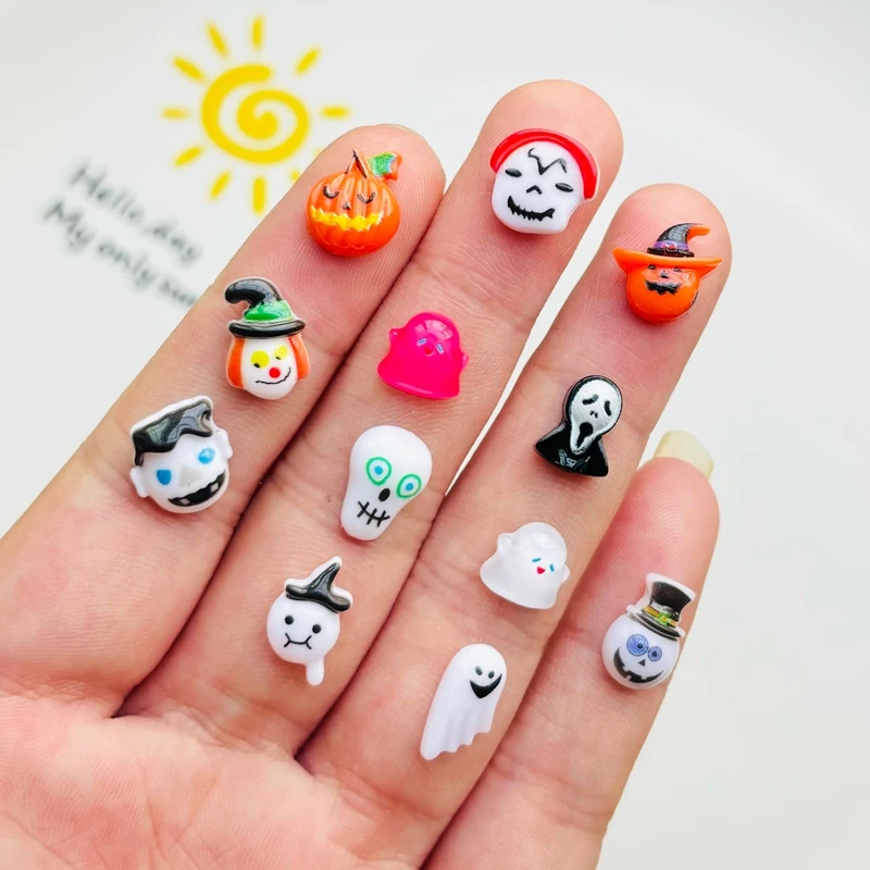 50 Шт. Мини-смола 3D Украшения Для Дизайна Ногтей Хэллоуин Мультяшные Животные