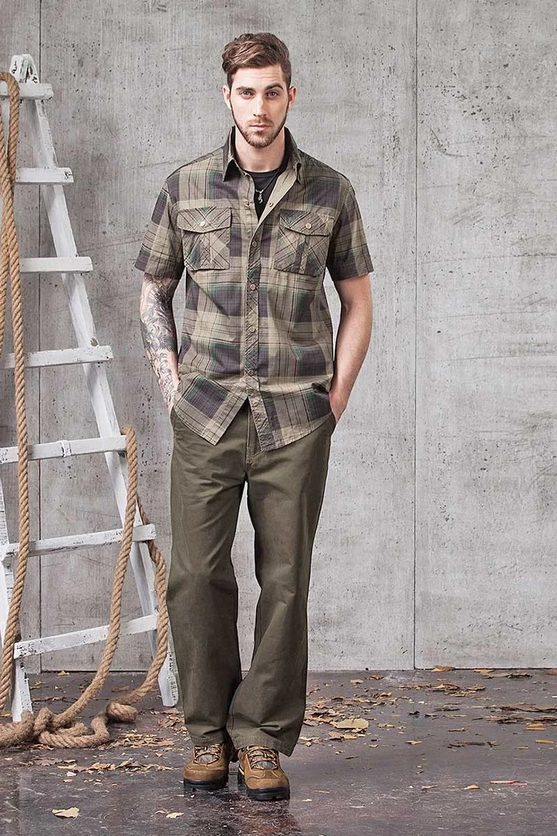 

Рубашка мужская в клетку, хлопок, короткий рукав, Повседневная армейская форма, стиль милитари, приталенная, на лето