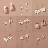 resin flower long tassel earrings for women imitation pearl earrings 2022 new fashion jewelry for women