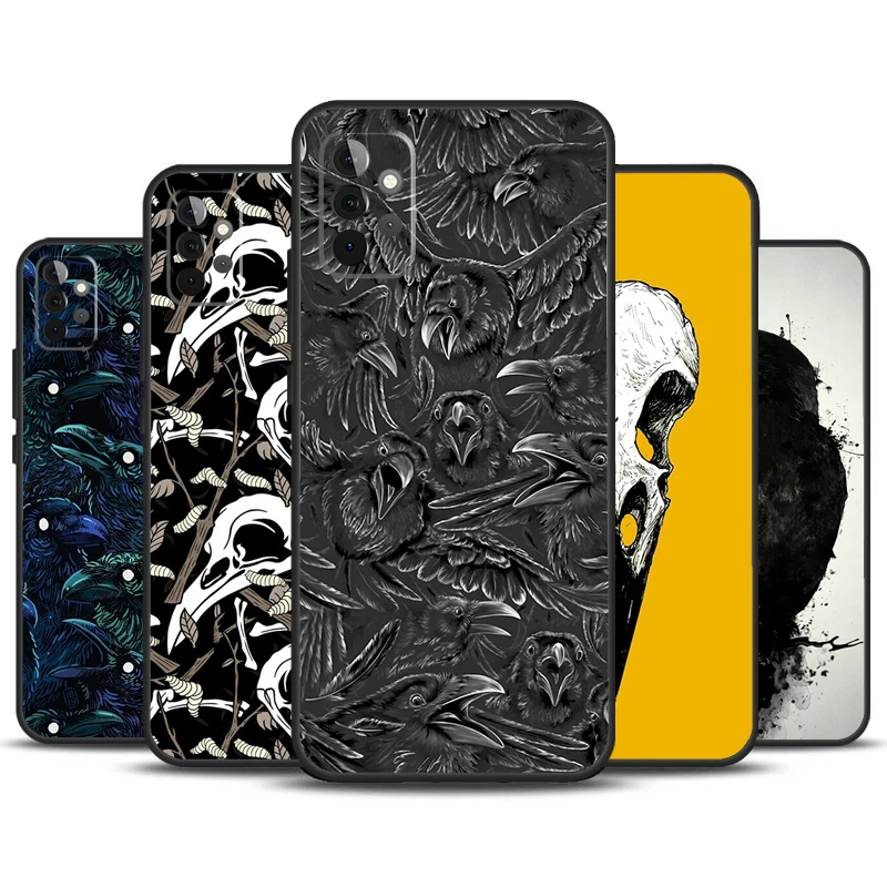Чехол Raven ворона Череп узор для Samsung Galaxy A13 A33 A53 A32 A52 A22 A12 A15 A25 A71 A51 A14 A24 A34 A54 Обложка