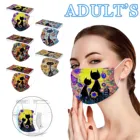 Маска для взрослых 10 шт., одноразовые маски с рисунком аниме, кошек, 3-слойные Защитные чехлы для лица, модные плащи, для косплея на Хэллоуин, Пасху