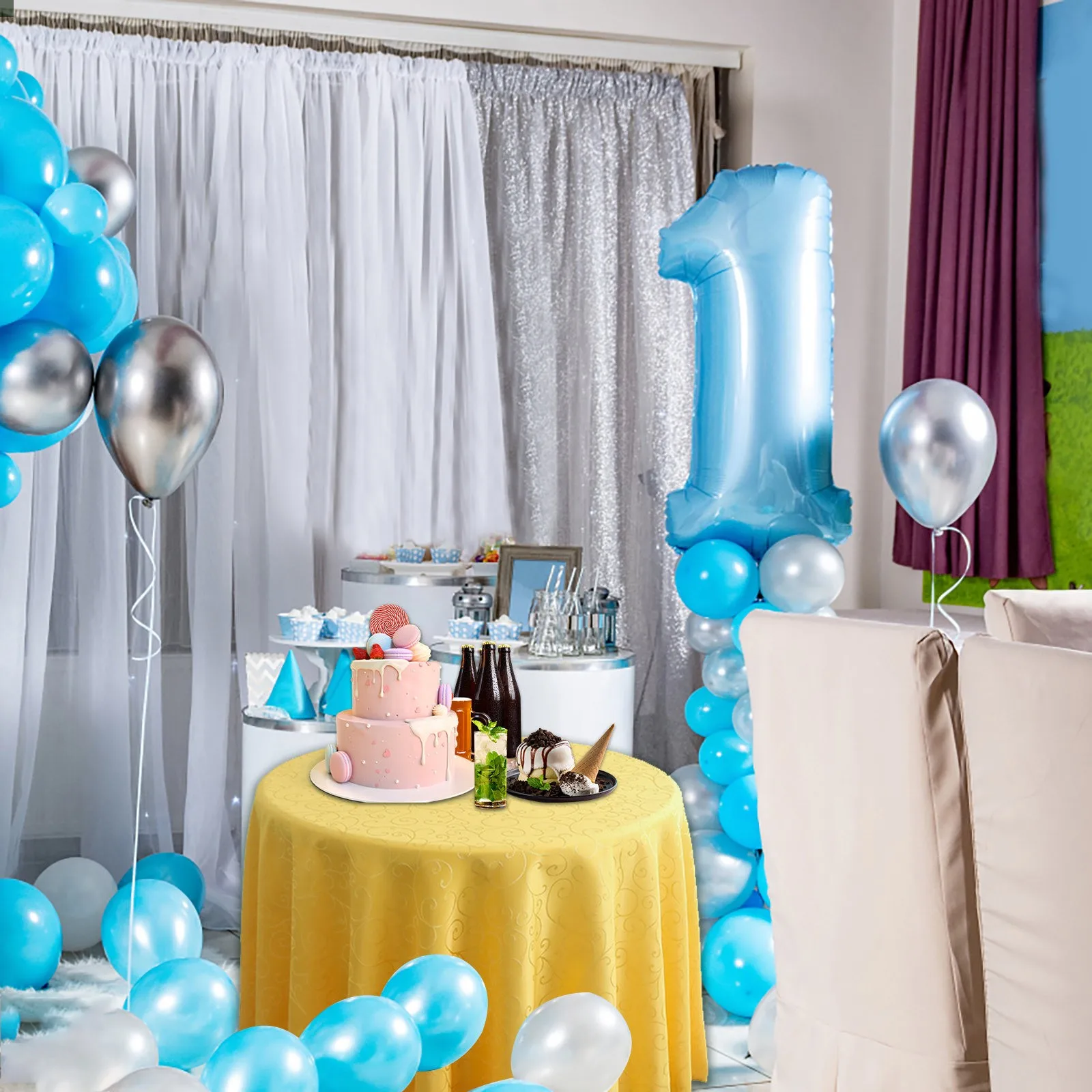 

Pattern Tablecloth 55" Pattern Fabric Tablecloth Table Cloth Cake Table Cover Overlay For Birthday Wedding Party Decoration