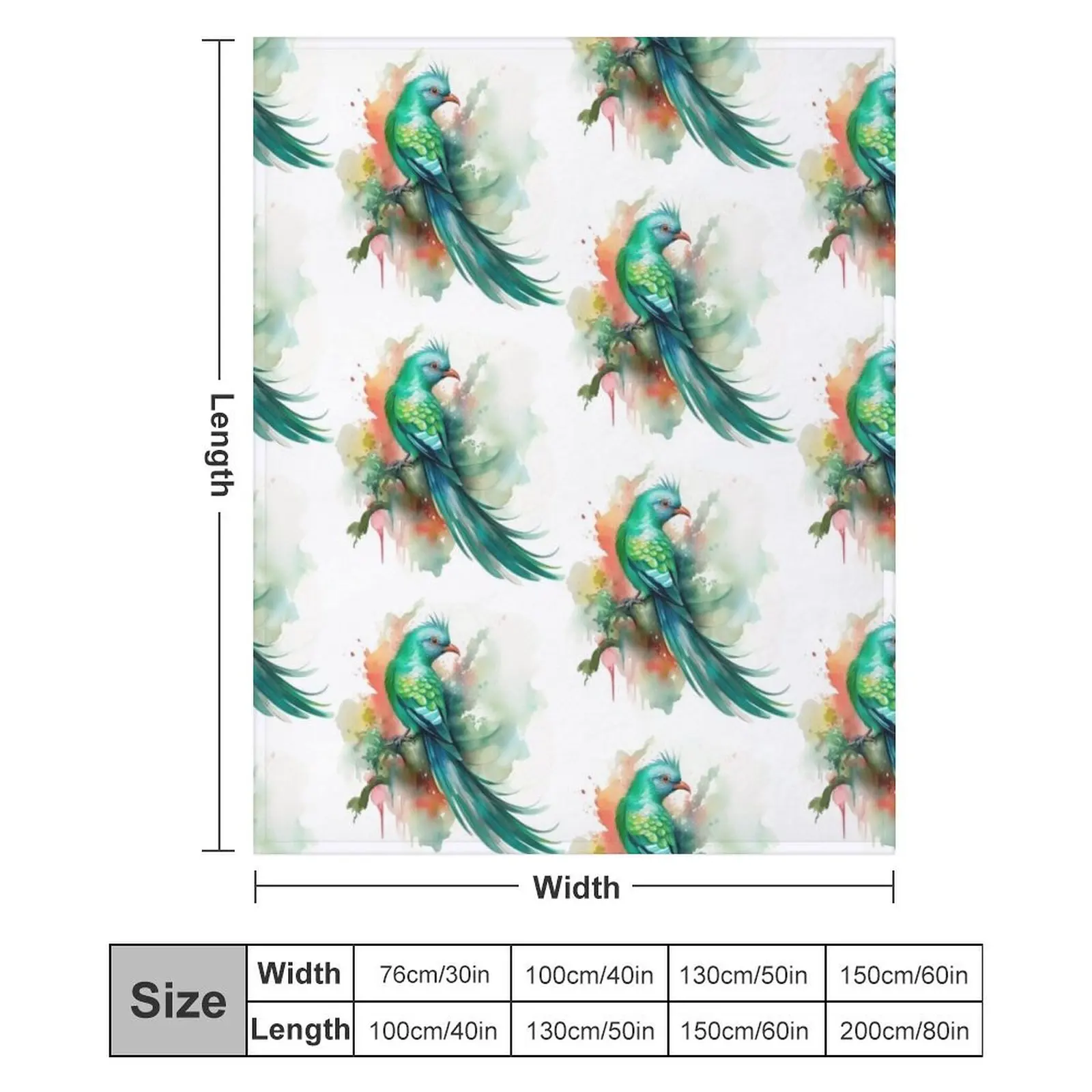 красочный повторный Кетцаль акварель повторное Квинтарское одеяло