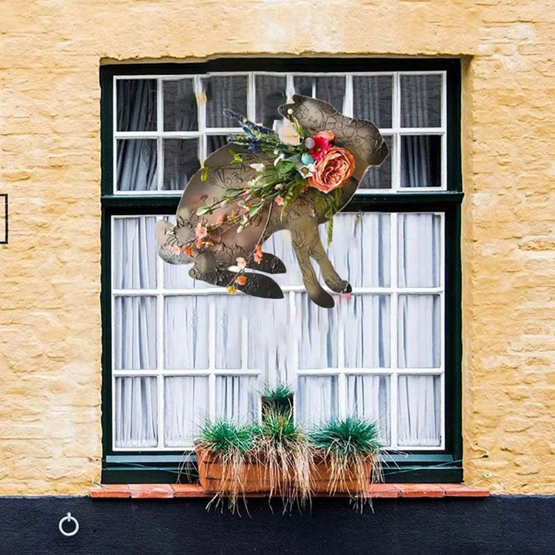 

Пасхальный венок в форме кролика, домашний декор, уличная дверь, деревянный знак с табличкой, украшения в форме мультяшного кролика