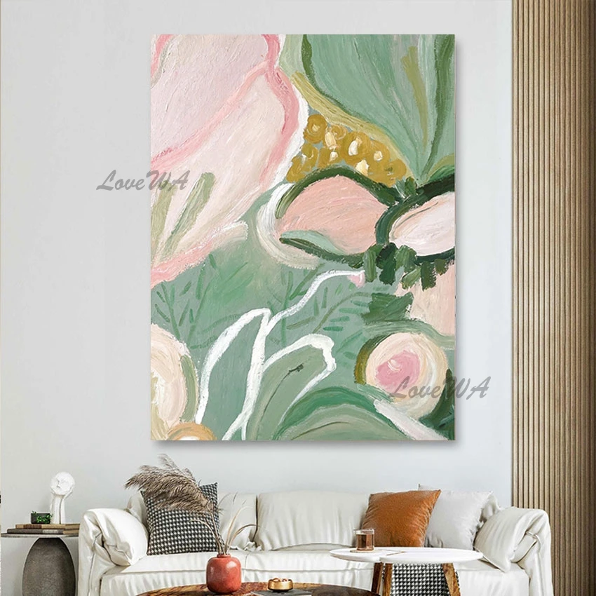 

High Quality Oil Paintings Baby Room Wall Decor Linen Canvas Art Modern Abstract Acrylic Painting Unframed Floral Wall Picture