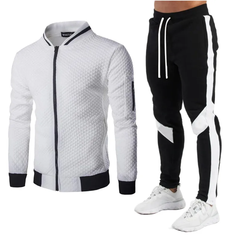 2023 spring and autumn new men's sports printed hoodie suit, fashion men's luxury plush zipper casual designer sportswear 2-piec