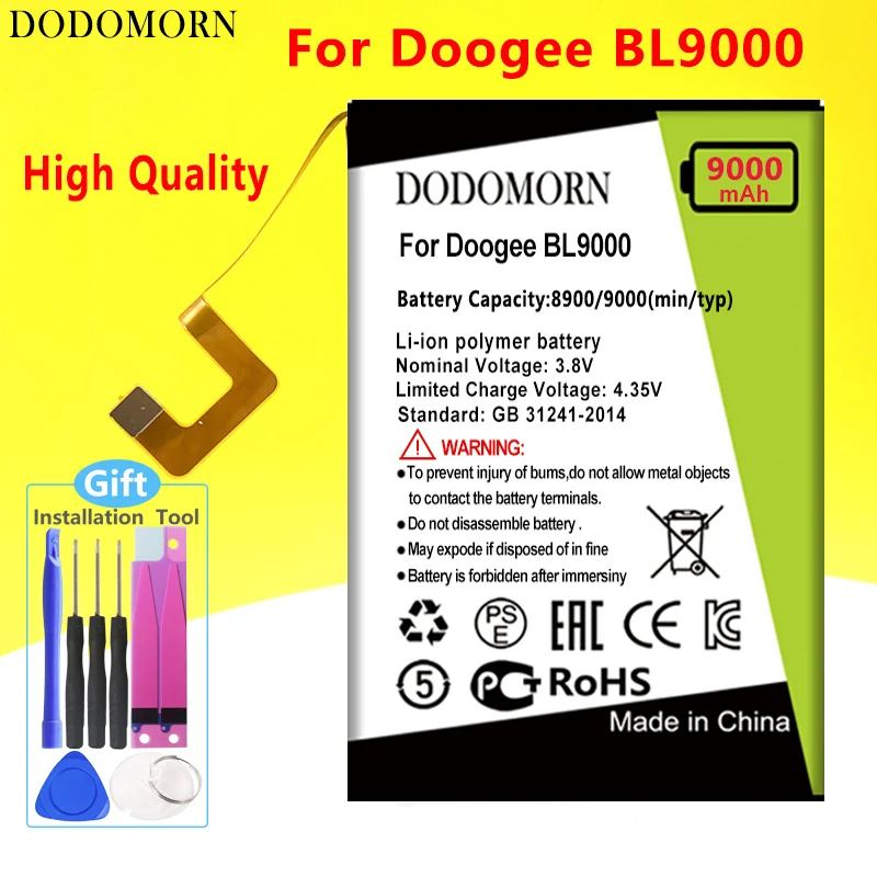 

Аккумулятор DODOMORN 9000 мАч Для Doogee BL9000, высокое качество + номер отслеживания