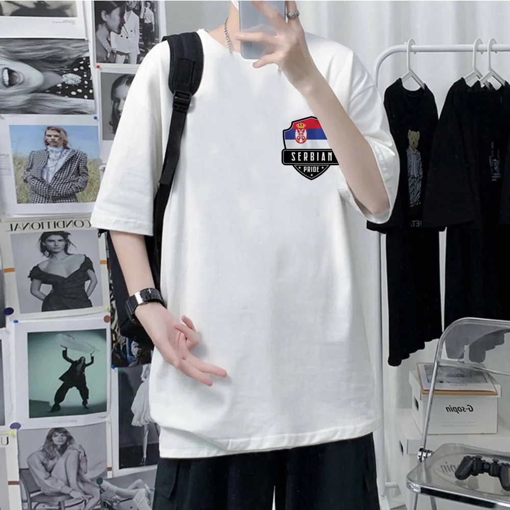 

serbian tshirt men designer comic harajuku Tee man 2000s funny Japanese clothes