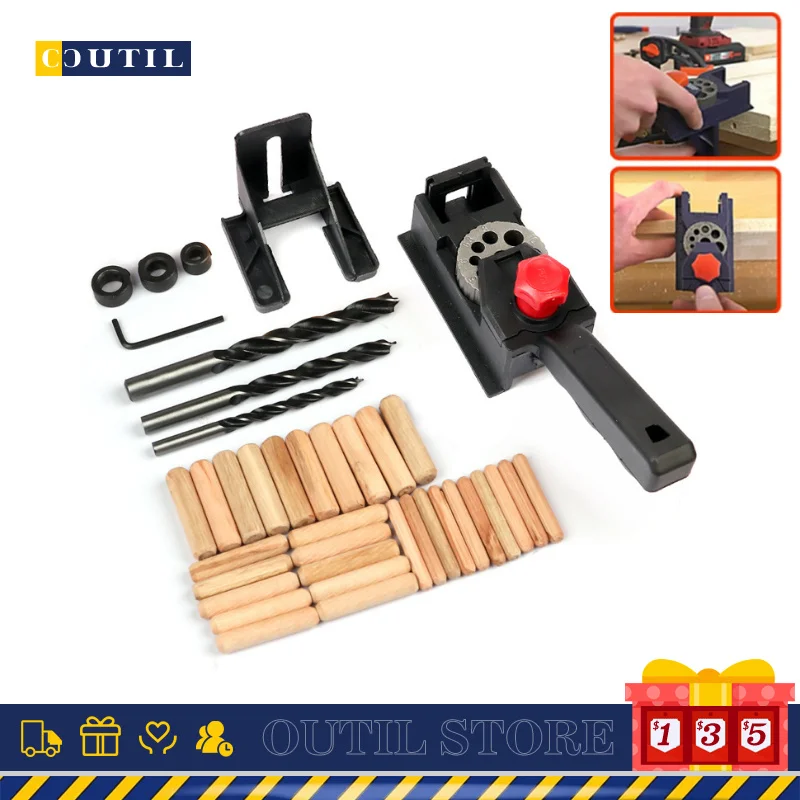 

10 Holes 3-12mm Wood Jig Punch Locator Drill Guide Handheld Woodworking Pocket Hole Jig Kit Drill Hole Puncher Woodworking