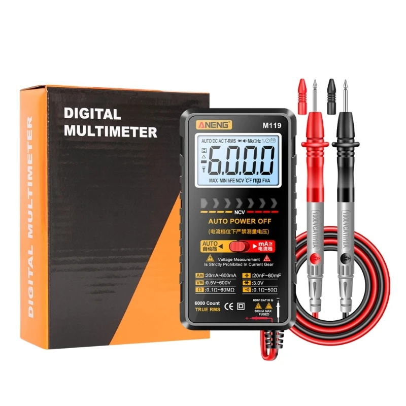 

Цифровой мультиметр 6000 отсчетов вольтметр автоматическое определение диапазона Быстрое измерение напряжения тока диоды емкость с фонарик...