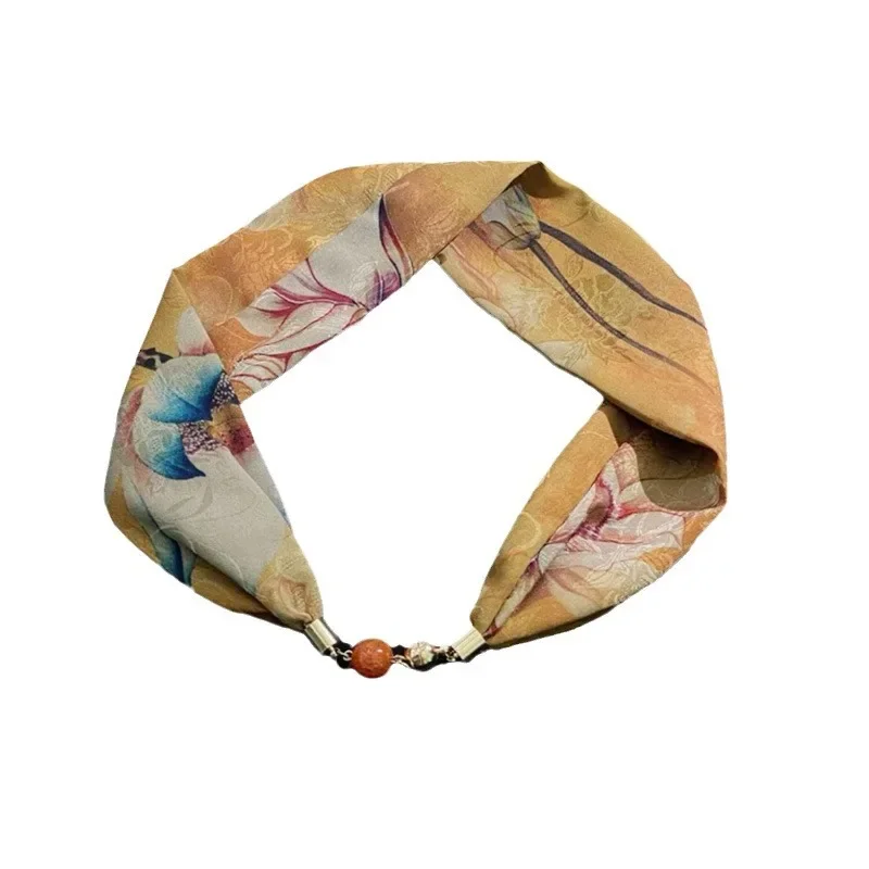 Элегантный шелковый шарф с магнитной застежкой в китайском стиле женское летнее