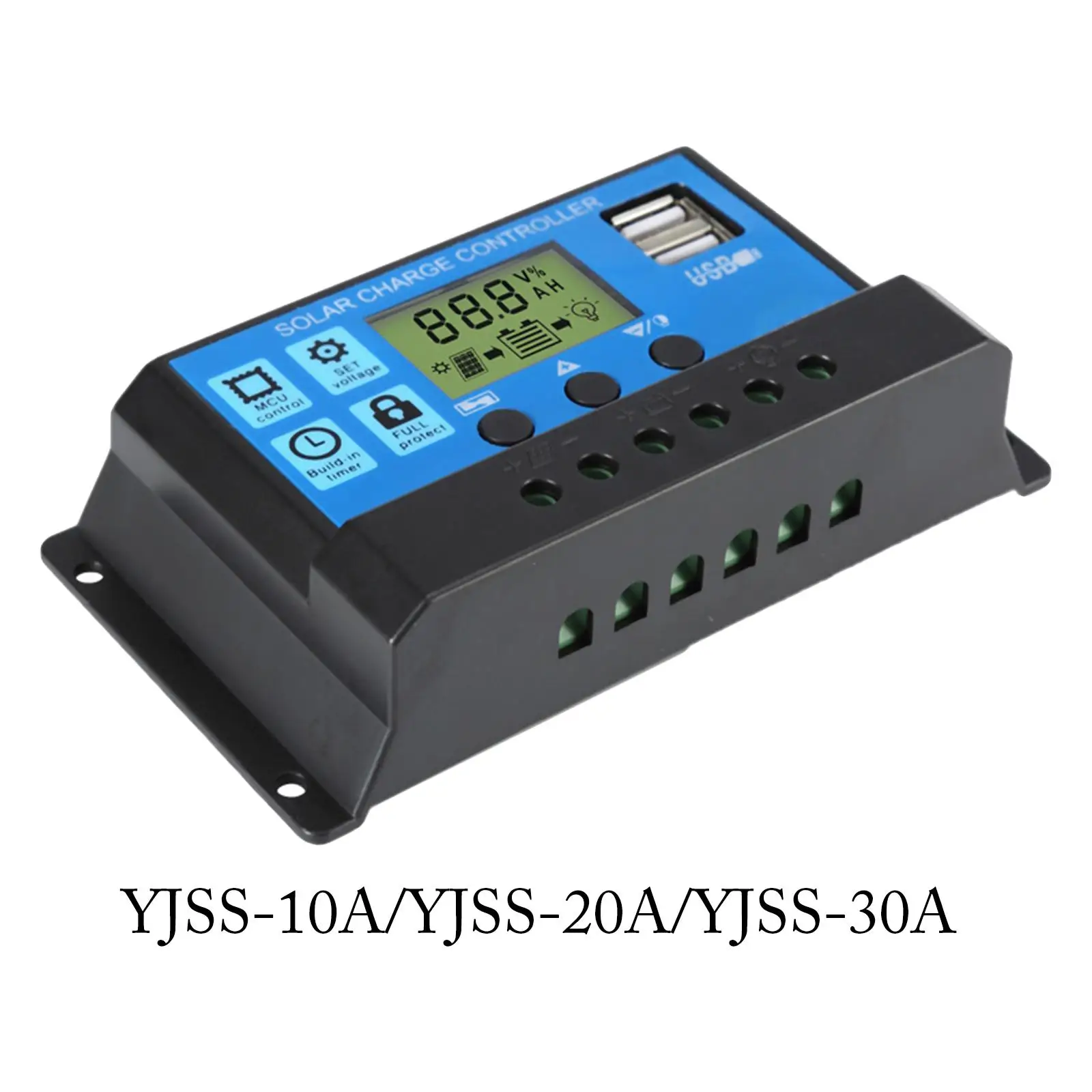 

Контроллер заряда солнечной батареи с двумя USB-портами, 12 В/24 В, ЖК-дисплей, ШИМ Солнечный контроллер для различных гелевых аккумуляторов