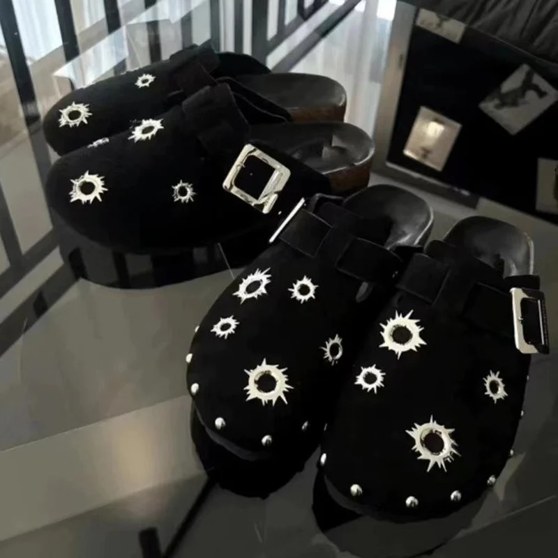 Летние женские тапочки на платформе искусственные мюли металлическая фурнитура