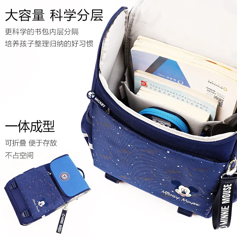 Disney Mickey Minnie New School Bags For Girls Boy Grade 1-6 Primary Student Shoulder Orthopedic Backpack Large Capacity Mochila